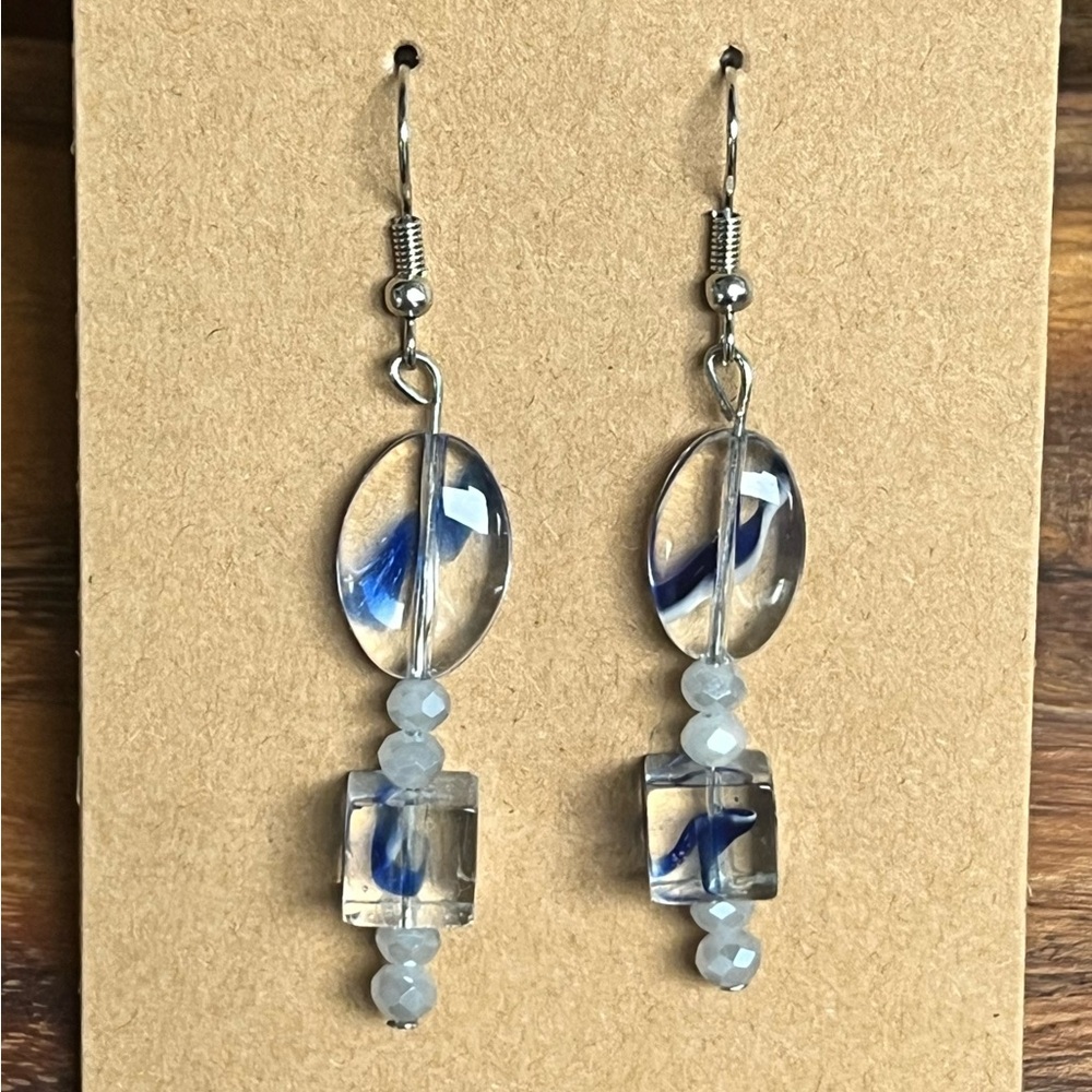 Elegant Blue and Silver Dangle Earrings
